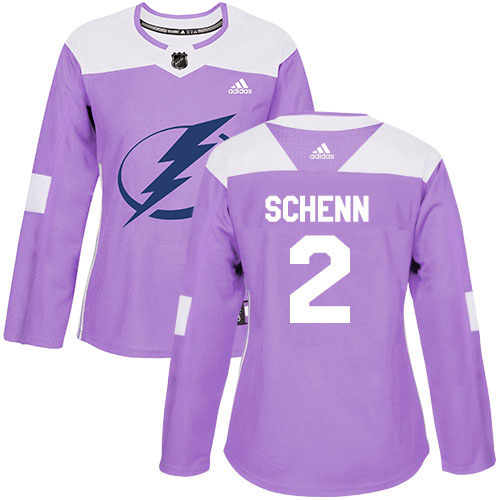Adidas Tampa Bay Lightning #2 Luke Schenn Purple Authentic Fights Cancer Women Stitched NHL Jersey